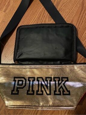 PINK Victoria's Secret Metallic Gold Logo Crossbody